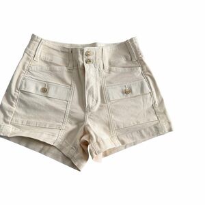 PAIGE Women's High-Waisted Cream Shorts